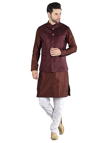 Image of Uri and MacKenzie Men's Silk Blend Kurta Pajama with Designer Ethnic Nehru Jacket /Modi Jacket
