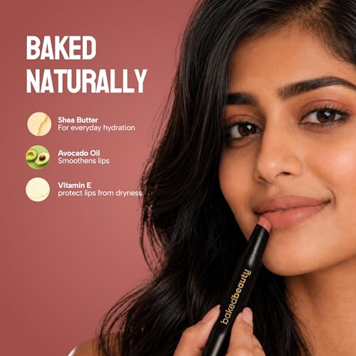 Image of BAKED BEAUTY Lip Crayon Lipstick with Light Weight & Nourishing Formula, Set of 3, 2.5g each (Brownie Bite)
