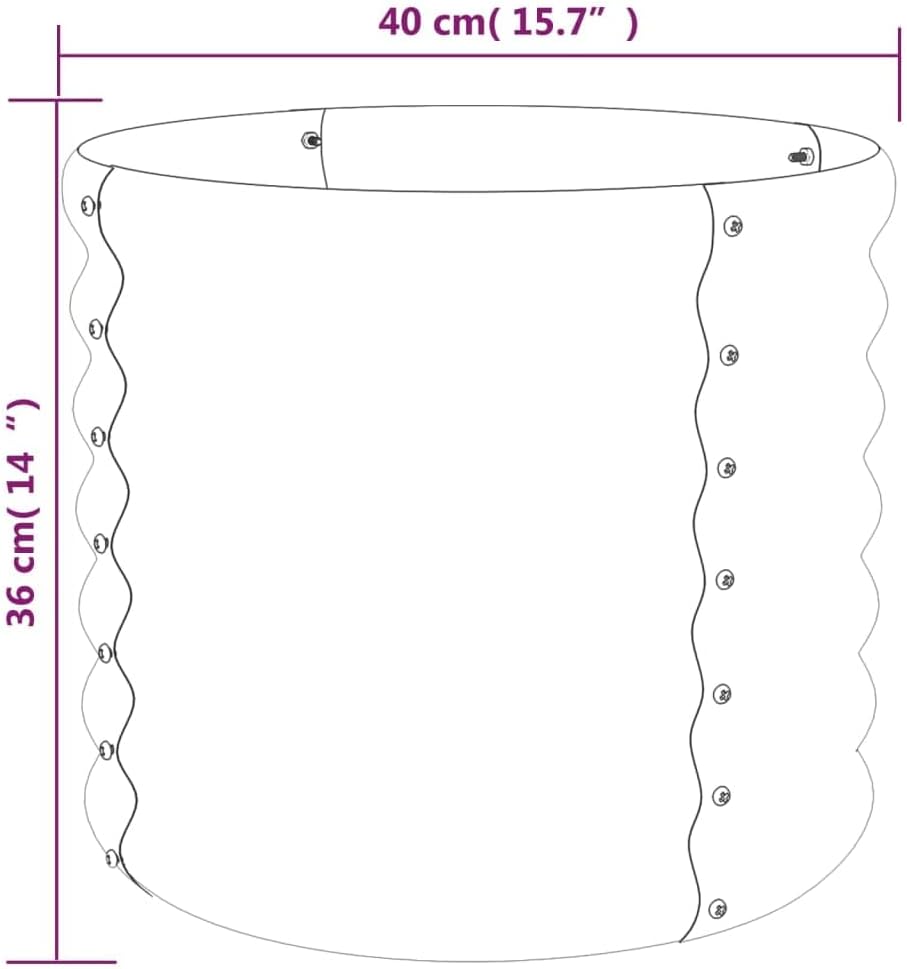 vidaXL Powder-Coated Steel Garden Planter 15.7"x15.7"x14.2" - Durable Outdoor Plant Pot with Ample Space - Weather-, Gray
