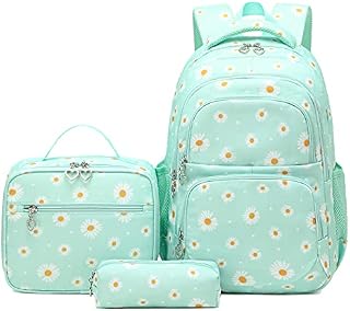 SIVENKE Backpack for Girls Middle School Bag Lunch Bag Set Lightweight Kids Bookbag with Cute Pawprint Water Resistant