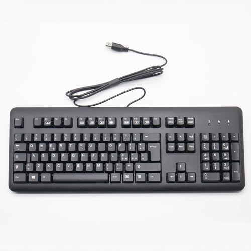 SIMPLETEK Przewodowa klawiatura USB, włoski układ, pełny rozmiar, podłącz i graj, idealna do biur, trwałość 20 milionów klawiszy