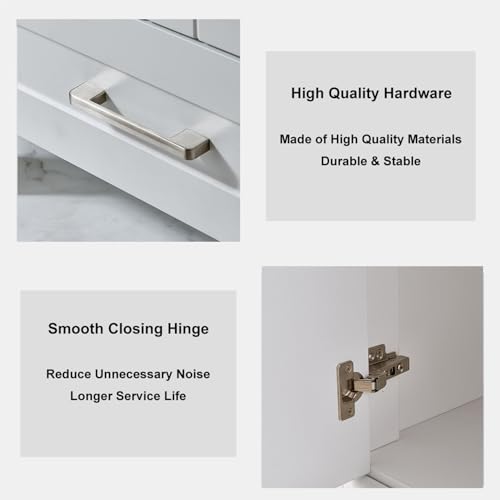 Wenore Home 24 Inch Bathroom Vanity with Sink, Small Bathroom Vanity Sink Set, White Bathroom Vanity Cabinet Combo, Modern Bath Vanity with Single Hole Ceramic Sink - Thumbnail 7