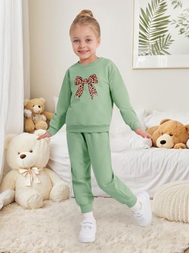 ESHOO Toddler Girl Clothes 2 Piece Leopard Outfits Long Sleeve Sweatshirt Pants Tracksuit Fall Winter Clothing Set 2-7T3