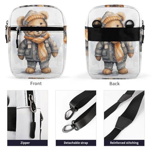 Personalized Small Crossbody Bag Water Resistant Messenger Bags Mini Cute Bear Printing SlingBag For Men Women3