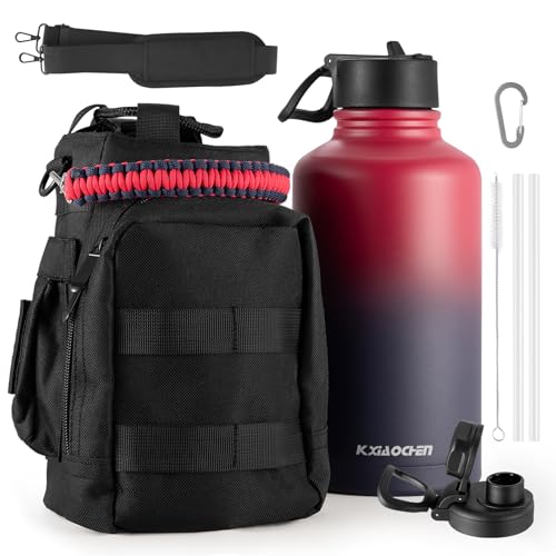 KXIAOCHEN Insulated Water Bottle, Stainless Steel Water Bottle, 2 Lids (Straw and Handle Lid),Wide Mouth Metal Water Bottles Keep Hot and Cold, Double Walled, Thermo Mug, Metal Canteen