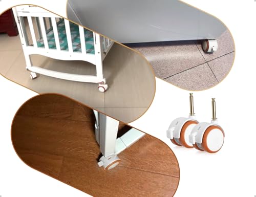 Emezddo 4 Stück Lenkrollen für Kindermöbel,Kinderbett-Räder,Möbelrollen mit Hülse Stift,verwendet für Babybett Stubenwagen Trolleys(Weiß)