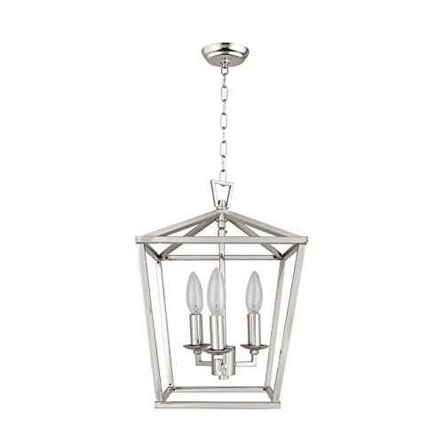 Decomust 3 Light Openwork Lantern Mini Pendant Lamp Stairway Entry Kitchen Island Hall Foyer Fixture Chandelier (Nickel) #TOP1