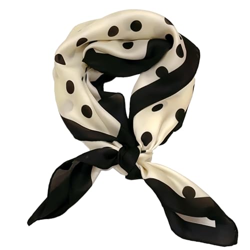 MUNSKT Bufanda de seda de satén, 70 x 70 cm, pañuelo de diseño, para deporte, bufanda para mujer, bufanda cuadrada de satén, negro y blanco, Talla única