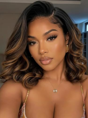 UNICE Balayage Body Wave Bob Human Hair Wig 7x5 Lace Front Glueless 10 inch