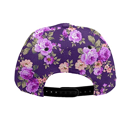 Hzwerly Purple Floral Baseball Cap For Women Fashionable Adjustable Dad Hat Low Profile Baseball Hat For Running Hiking Working Travel #TOP4