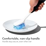 OXO Good Grips Dish Brush, Nylon Bristles with Built-in Scraper, Safe for Non-Stick Cookware, Non-Slip Handle, Dishwasher Safe - Image 2