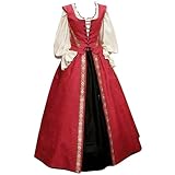 boseucn Renaissance Kleid Damen, Damen Mittelalter Kleid Trompetenärmel Bodenlange Vintage Kostüm Viktorianisches Renaissance Gothic Prinzessin Lange Kleider für Festliche Karneval