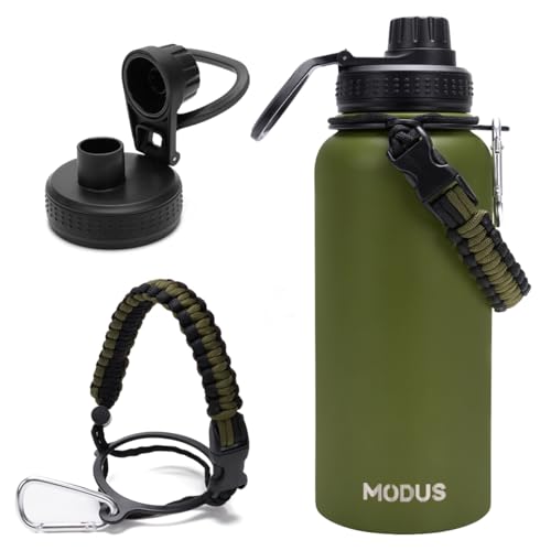 Garrafa Térmica De Água Isolada 1000ml Quente & Frio De Aço Inox Com Alça (Verde)