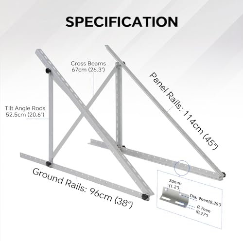 AeternaSol 45 Inch 4 Sets Solar Panel Mounting Brackets Kit 0-90 Adjustable Solar Panel Tilt Mount Brackets for 100-400W Panels Windproof for Roof,RV,Ground, Boat and Off-Grid . (4Sets Upgrade) by AeternaSol - Image 2