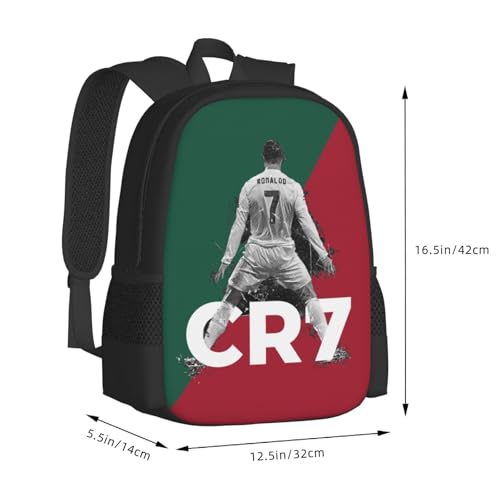 Ronaldo #7 Adult Simplicity Backpacks Bag Laptop Bag Bookbag Backpack 16.5 Inch For Daily, Black3