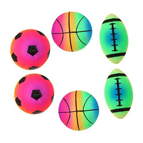 ifundom Children's Inflatable Ball Toys Set 2 Packs Basketball Soccer Rugby PVC for Boys and Girls