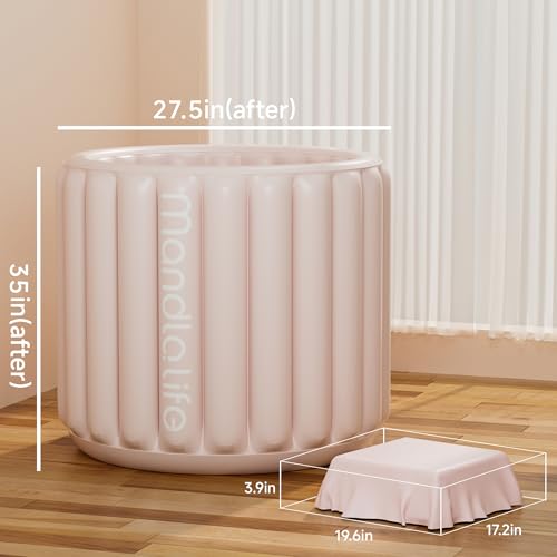Foto de Bañera inflable con bomba eléctrica, bañera portátil para adultos, bañera de aire de estructura sin esqueleto para atletas, bañera de baño caliente para mujeres, bañera fría con tapa de 35 x 27.5 (imagen 13)