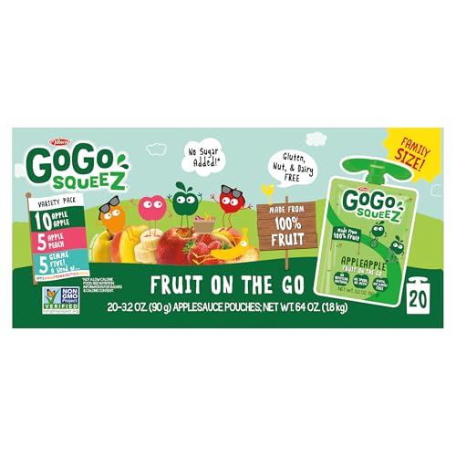 image for GoGo squeeZ Applesauce and Fruit Puree Variety Pack, Apple, Peach & Gi
