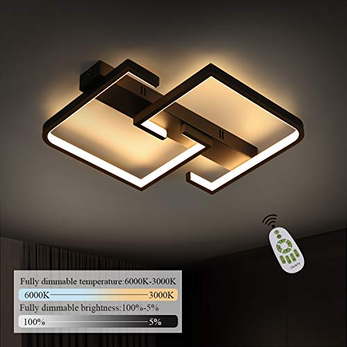Preisvergleich Produktbild CBJKTX Deckenlampe LED Wohnzimmerlampe Deckenleuchte Schwarze dimmbar mit Fernbedienung 35W aus Aluminium Modern Quadrat Design Schlafzimmerlampe Esstischlampe Bürolampe Flurlampe Innen Beleuchtung