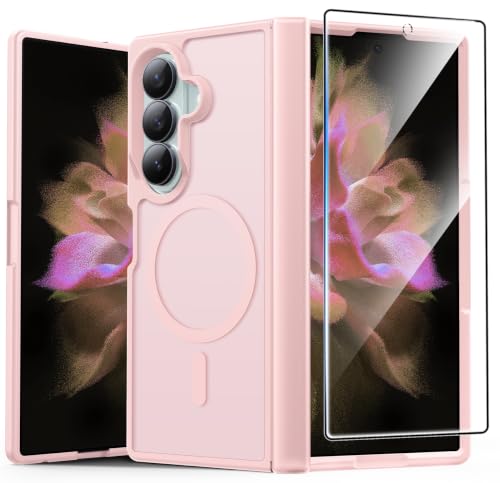Image of FNTCASE for Samsung Galaxy Z Fold 7 Case: Galaxy Z Fold 8 Ultra Case [Hinge Protection + Screen Protector] [Fit for Magsafe] Military Grade Drop Protective, Translucent Matte Phone Cover - Light Pink