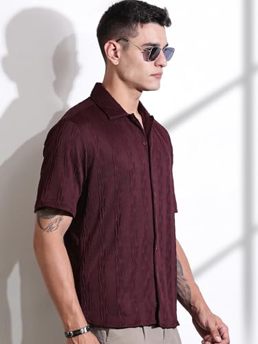 Image of Thomas Scott Men Polyester Blend Solid Oversized Fit Shirt