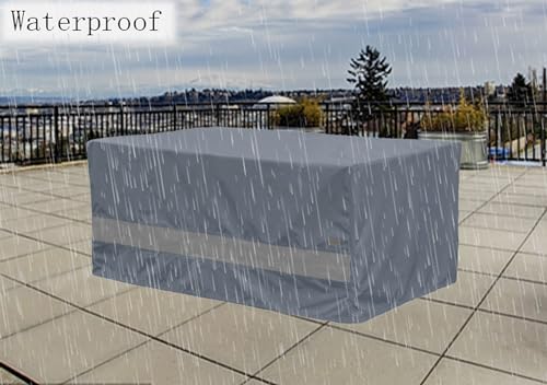 Garden Balsam Waterproof Rectangular Patio Table and Chair Cover Bluish Grey/Grey 74\" L X 47\" D X 28\"H Outdoor General Purpose Furniture Covers Patio Furniture Set Cover