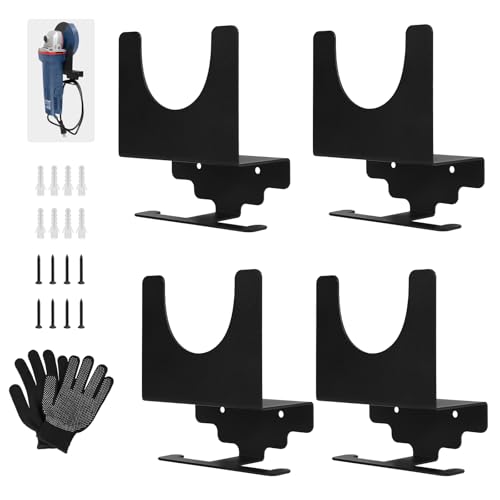 EXLECO 4 Stück Wandhalterung Winkelschleifer Halterung mit Schrauben, 115mm 125mm Flex Halterung Wand Werkzeug Halterung Winkelschleifer Organizer aus Stahl Werkstatt Zubehör für Schneider Polierer