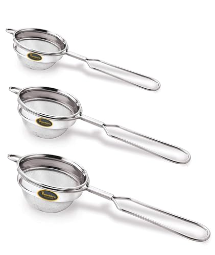 Image of Kanshita's Rasoiware Multi-Size Stainless Steel Tea Strainer Set - 7, 8 & 8.5 cm Filters for Perfect Tea