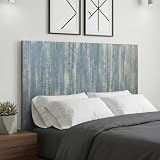 Barn Walls Solid Wood Queen Headboard, Wall Mounted Floating Fluted Headboard for Queen Bed Size, Farmhouse Rustic Mid Century Style, Low Profile Mount, Blue Powderwash, 64.5' L x 2' W x 36' H