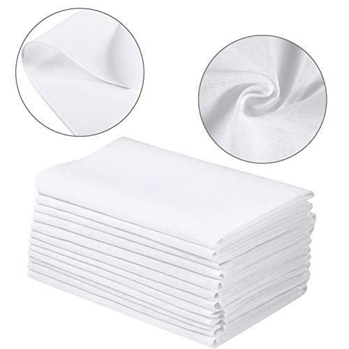 Image of Leinuosen 100 Pcs White Handkerchiefs for Men, 8.3 inch Cotton Hankie Bulk Set, Classic Pocket Square for Wedding, DIY Embroidery