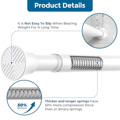 Image of AIZESI Tension Rod 18-36 inch,4Pcs White Adjustable Tension Curtain Rod No Drilling Small Tension Rod Spring Tension Curtain Rod Expandable Curtain Rod