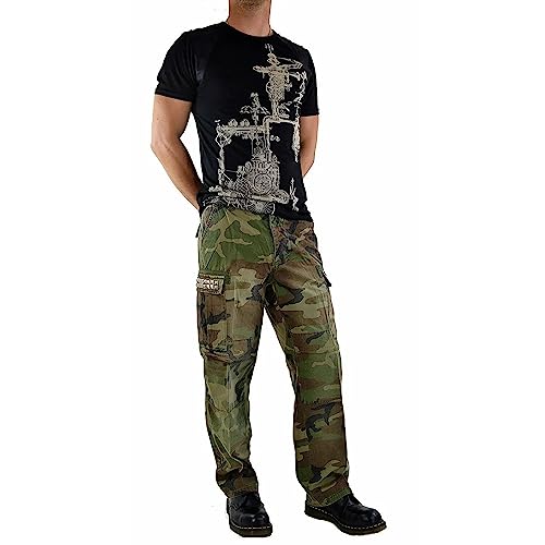 Men's Gothic Cyber Steampunk CAMO Army Military Biker Jeans Punk Rock Pants/Marines Pants