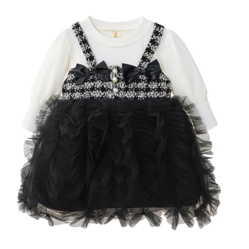 Image of EIO Baby Girl Princess Dress - Long Sleeve Cotton Frock with Round Neck | Comfortable Kids Birthday Outfit | Toddler Girl Casual & Festive Dress