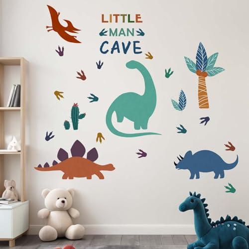 Image of Amimagen Dinosaur Wall Decals - Tropic Tree Dino Wall Stickers - Nursery Kids Baby Boys Room Daycare Bedroom Playroom Wall Decor
