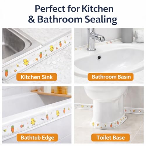 Image of Waterproof Kitchen Sink Sealing Tape | Self-Adhesive PVC Caulk Strip | Leakproof Gap Sealer for Sink, Bathroom Basin & Toilet | Wall & Countertop Edge Protection | Easy Peel-and-Stick Tape