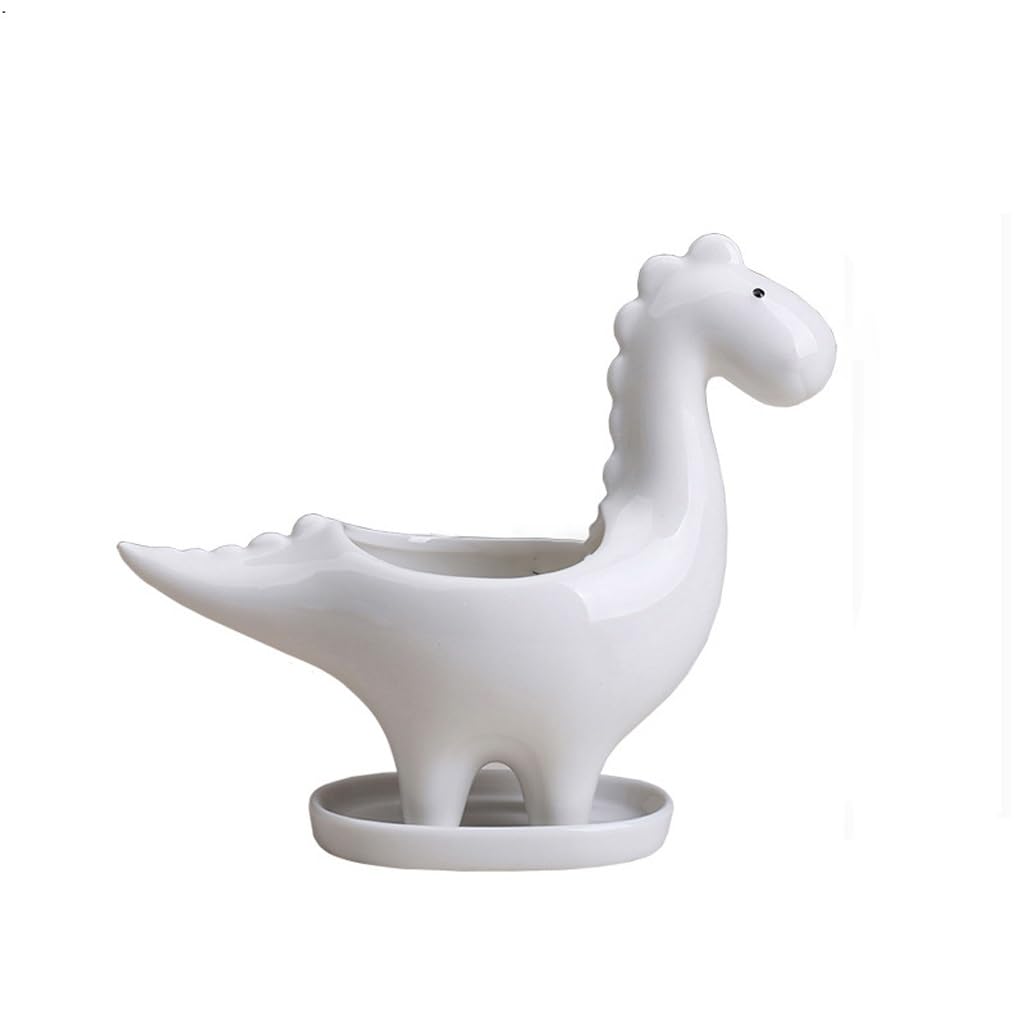 GELASIGE Flower Pots Creative Succulent Flowerpots, Animal Dinosaur Ceramic Flowerpots, Desktop Decorations Outdoor Flower Pots(B)