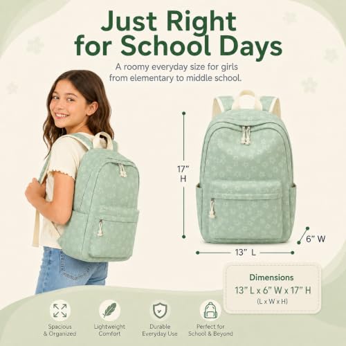 Image of BTOOP School Backpack for Teens Large Cute Bookbag Lightweight 15.6 inch Laptop Bag for Girls Women Casual High School College