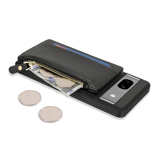 Image of Cavor for Google Pixel 7a Case Wallet with Card Holder, Black
