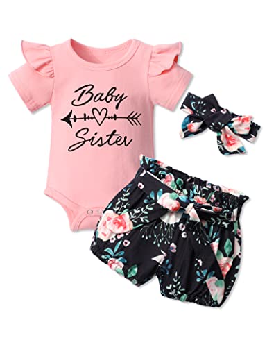 Image of KANGKANG Baby Girl Clothes Ruffle Romper Floral Short Pants Summer Outfits Cute Baby Girl Clothes