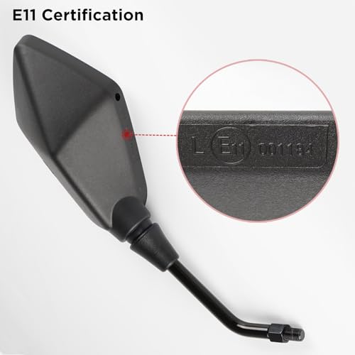 Evermotor Universal Motorrad Rückspiegel Spiegel E-Geprüft 2x M10 Rechtsgewinde, 2x M8 Rechtsgewinde + 1x M10 Linksgewinde, 1x M8 Linksgewinde, Spiegel für Quad Roller ATV Moped Scooter Schwarz