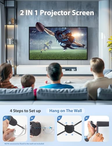 Projector Screen with Stand, Paris RHÔNE 80-inch Outdoor Indoor Projector Screen 16:9 4K HD PVC, 1.5 Gain Portable Wrinkle-Free Movie Screen for Home Backyard Theater with Carry Bag, Ground Nails - image 6