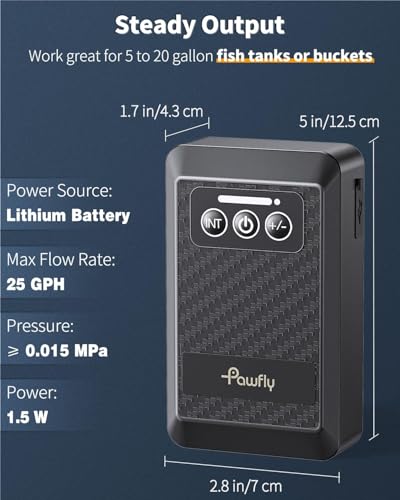 Image of Pawfly Aquarium Lithium Battery Powered Air Pump USB Rechargeable Oxygen Pump Portable Live Bait Aerator Pump for Outdoor Fishing and Fish Transportation