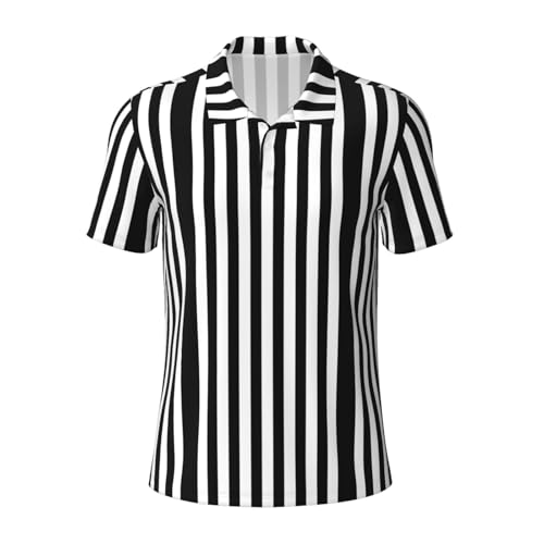 Polo respirant à rayures noires et blanches pour homme avec manches courtes