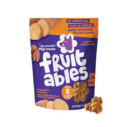 Fruitables Baked Dog Treats, Healthy Pumpkin Treat for Dogs, Low Calorie & Delicious, Free of Wheat, Corn and Soy, Made in the USA, Sweet Potato and Pecan Flavor, 7oz