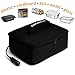 HOTLOGIC Mini Portable Electric Lunch Box Food Heater with Glass Container - Food Warmer and Heated Lunch Box for Adults Car/Home - Cook, Reheat, and Keep Your Food Warm - BLACK - 12V