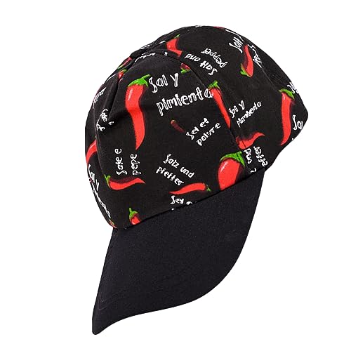 Ipetboom 1Pc Creative Chef Hat with Chili Pattern Comfortable Kitchen Cap for Waiters and Cooks Duckbill Design for Restaurants and Cooking Events Black