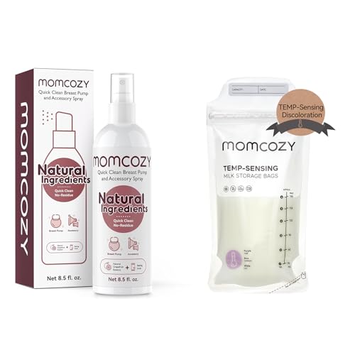 Image of Momcozy Portable Breast Pump Cleaner Spray & Momcozy Breastmilk Storing Bags