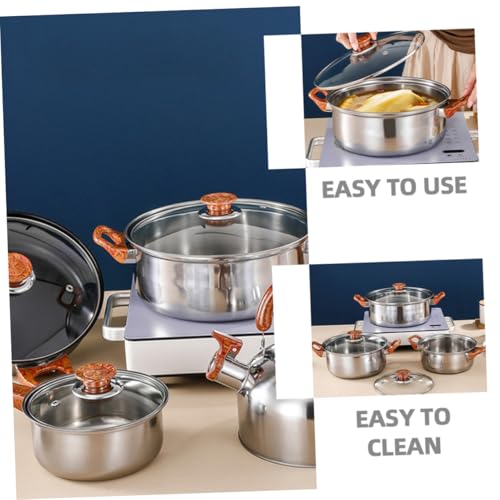 HLRTBCN Piece Stainless Steel Cookware Set Frying Pan Soup Pot Stainless Frying Pan Set Lids Hard Anodized Aqiong - Image 7