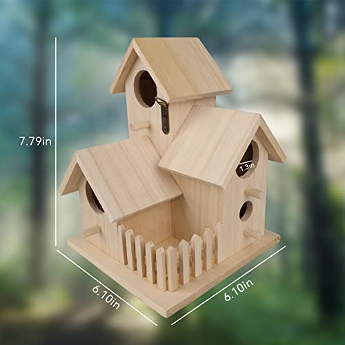 Natural Wooden Hummingbird Houses For Outside Hanging, Bluebird Viewing House Outdoor Nesting Boxes,Birdhouse Gardening Gifts For #TOP5