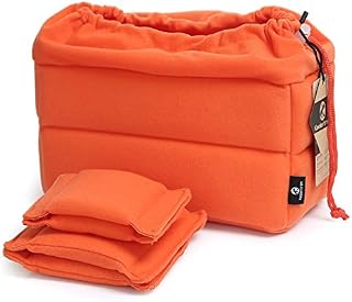 Koolertron Padded DSLR Camera Insert Shockproof Camera Bag Insert Camera Partition Protective Bag compatible with SONY Nikon DSLR Shot Or Flash Light (Orange) (Orange)